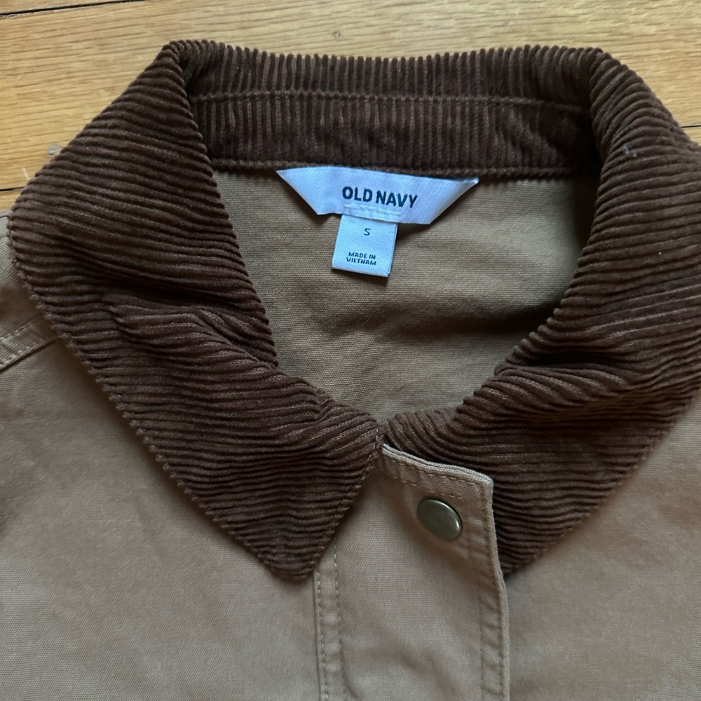 Old navy light brown barn chore jacket corduroy collar size small - Picture 3 of 4